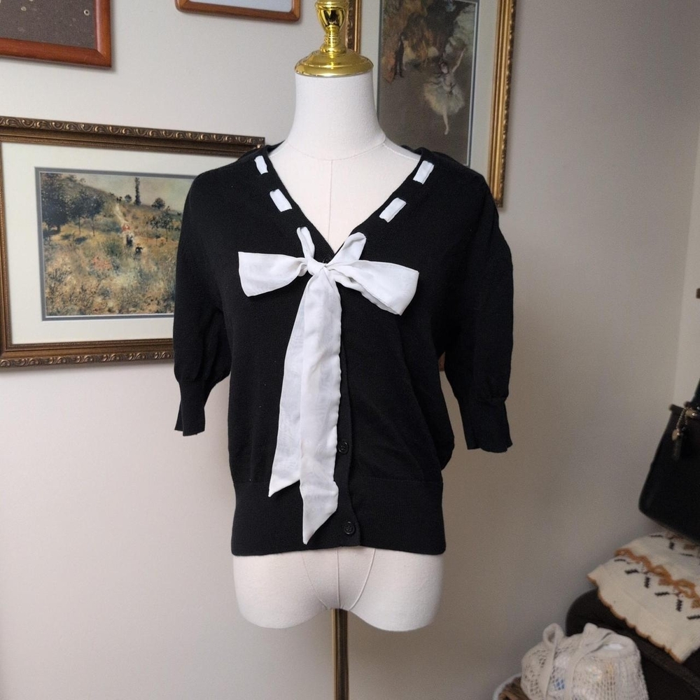 Elegant Black and White Women's Cardigan